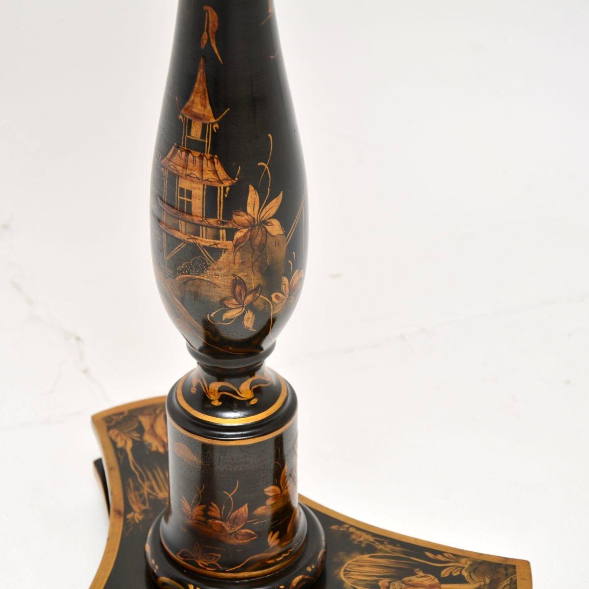 Antique Lacquered Chinoiserie Floor Lamp Table For Sale 4