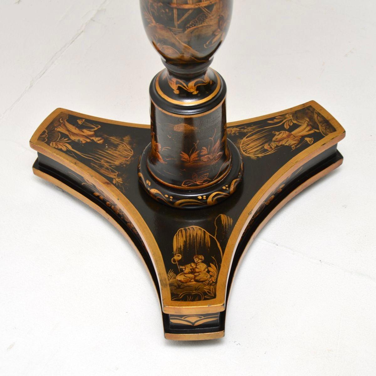Antique Lacquered Chinoiserie Floor Lamp Table For Sale 5