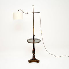 Antique Lacquered Chinoiserie Floor Lamp Table