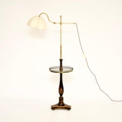 Antique Lacquered Chinoiserie Floor Lamp Table