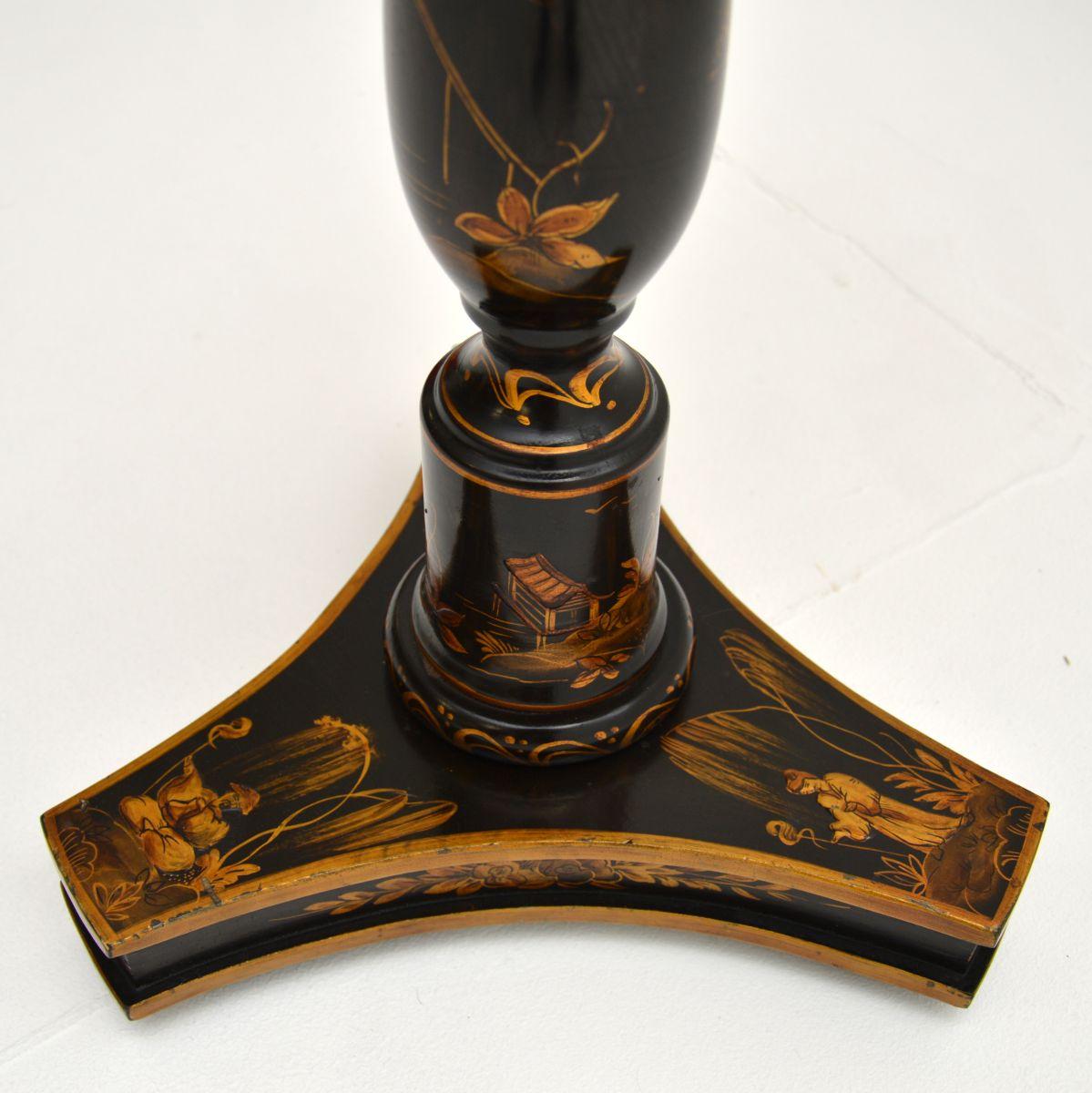 Antique Lacquered Chinoiserie Floor Lamp Table For Sale 3