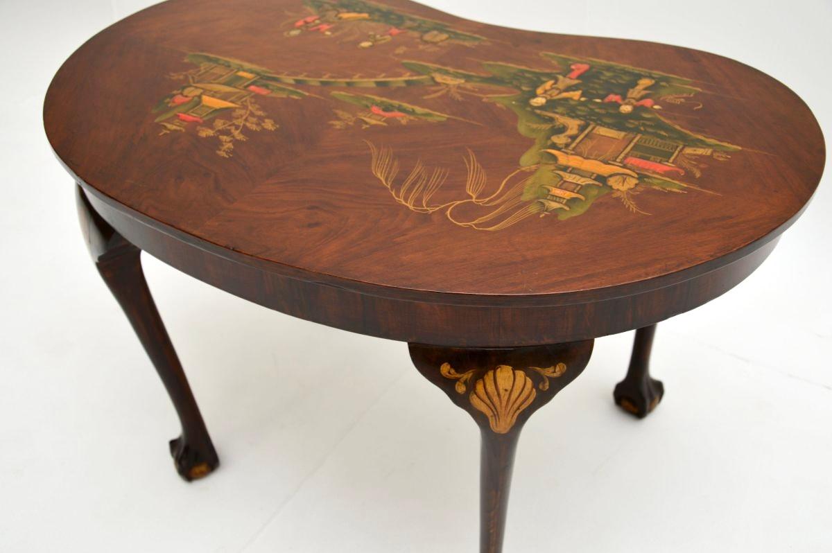 Antique Lacquered Chinoiserie Kidney Shaped Coffee Table 4