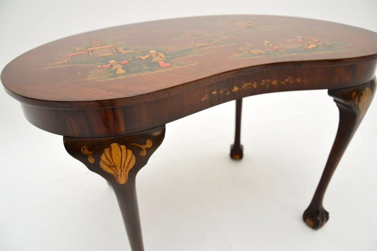 Antique Lacquered Chinoiserie Kidney Shaped Coffee Table 3