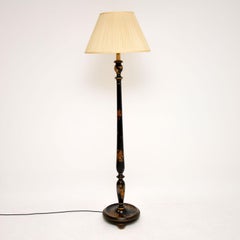 Antique Lacquered Chinoiserie Lamp Stand and Shade