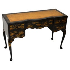 Antique Lacquered Chinoiserie Leather Top Desk