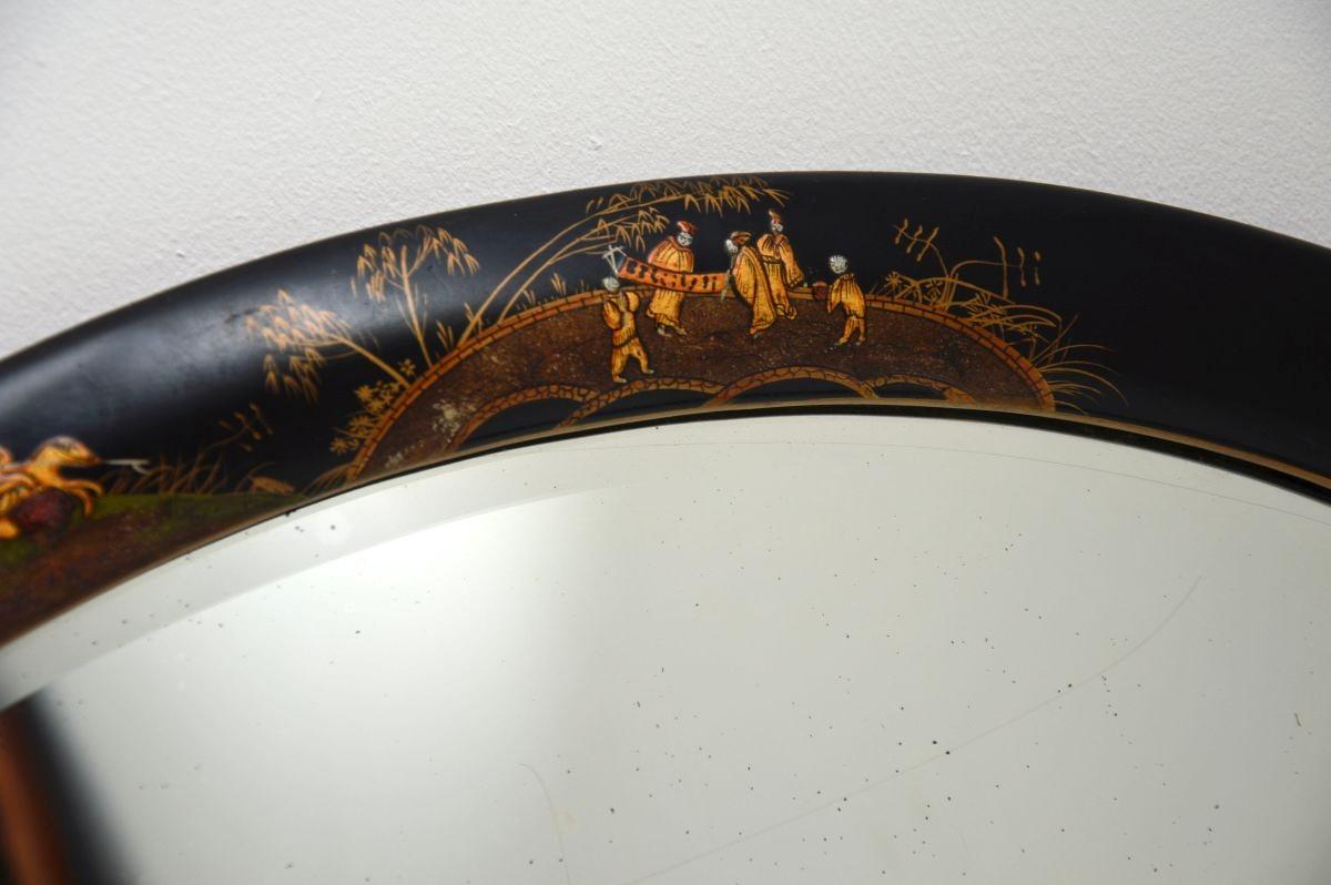 British Antique Lacquered Chinoiserie Mirror For Sale