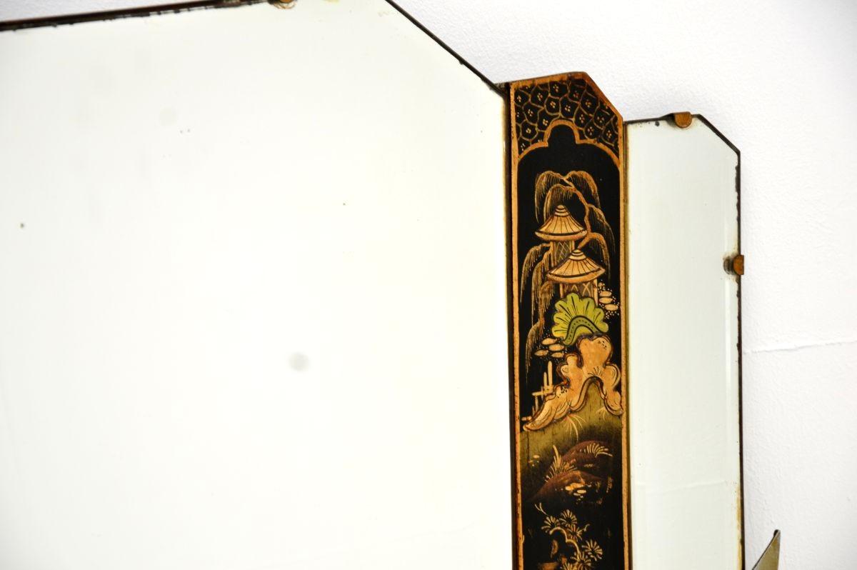 Espejo Chinoiserie Antiguo Lacado Británico en venta