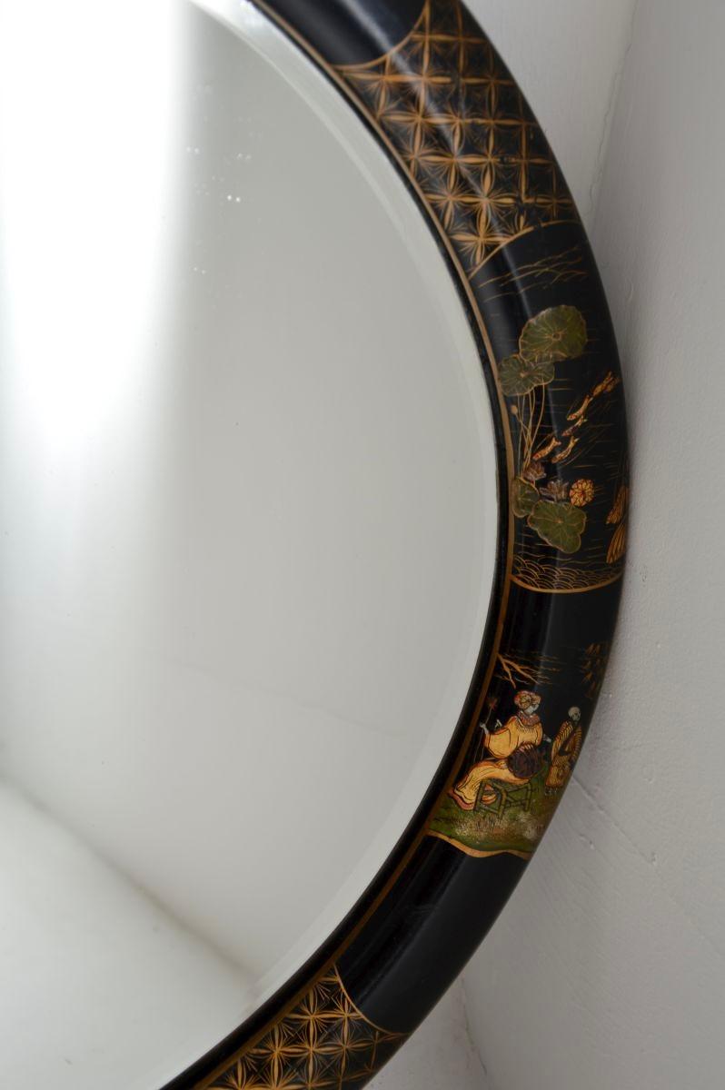 Early 20th Century Antique Lacquered Chinoiserie Mirror For Sale