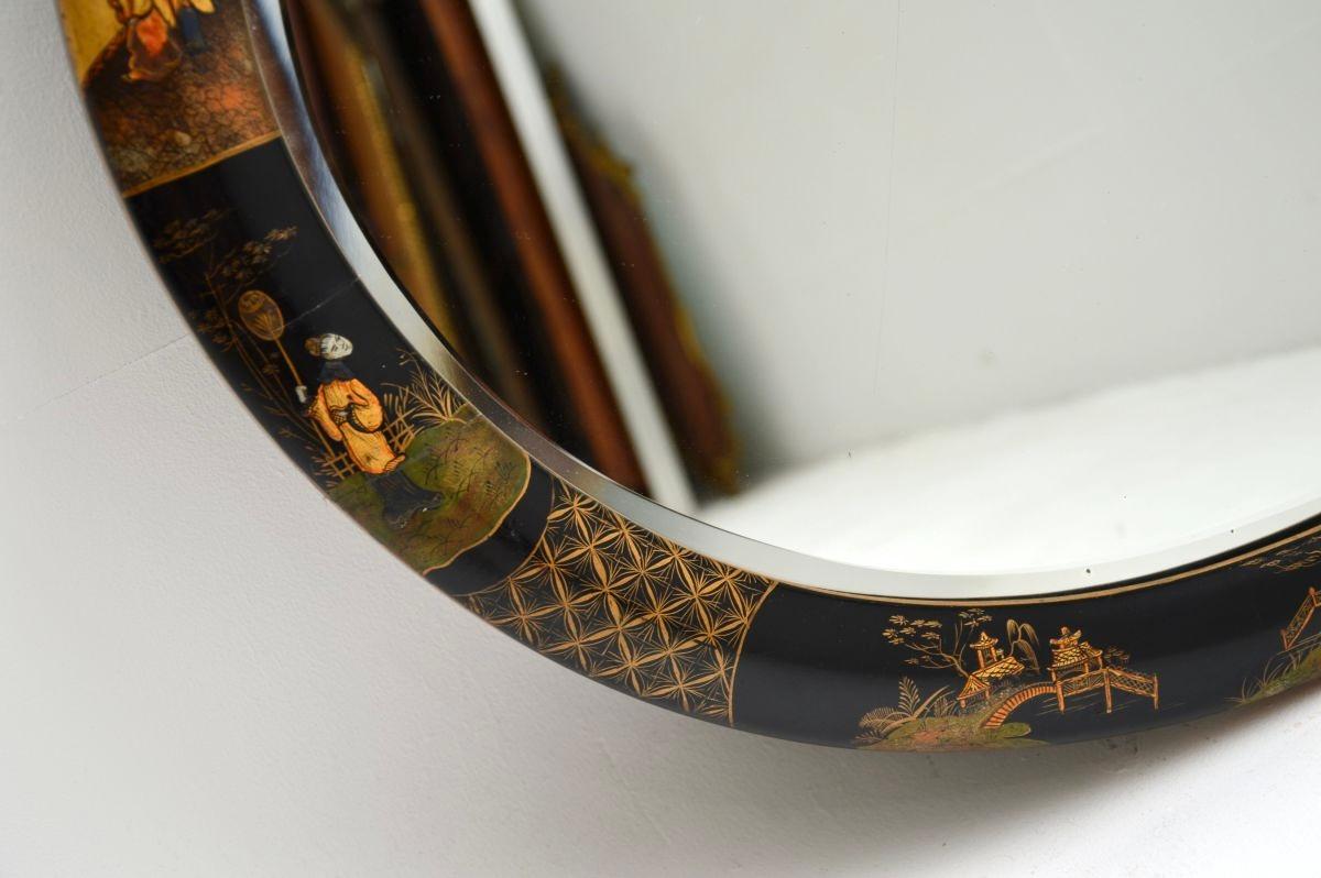 Antique Lacquered Chinoiserie Mirror For Sale 1