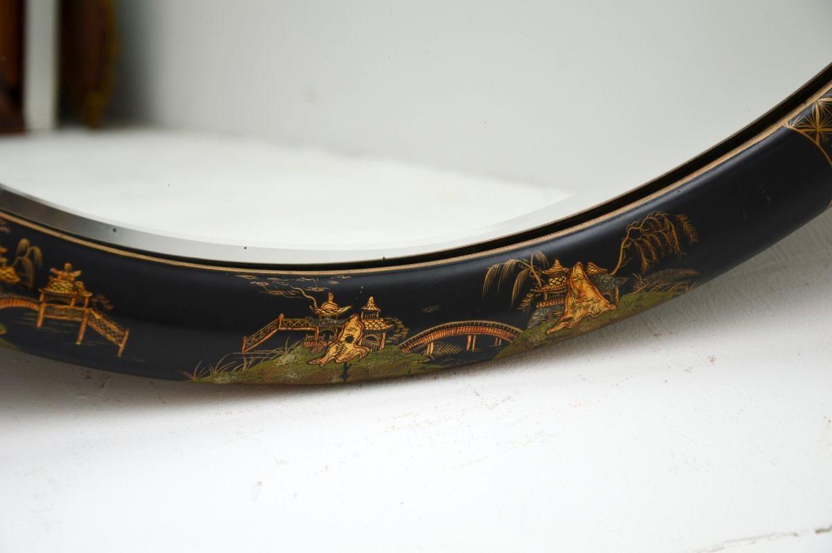 Antique Lacquered Chinoiserie Mirror For Sale 2