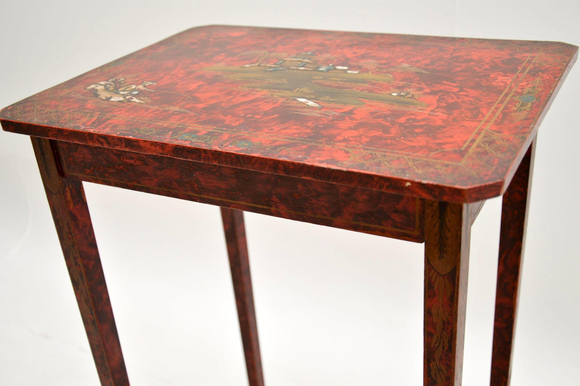 Antique Lacquered Chinoiserie Side Table For Sale 3