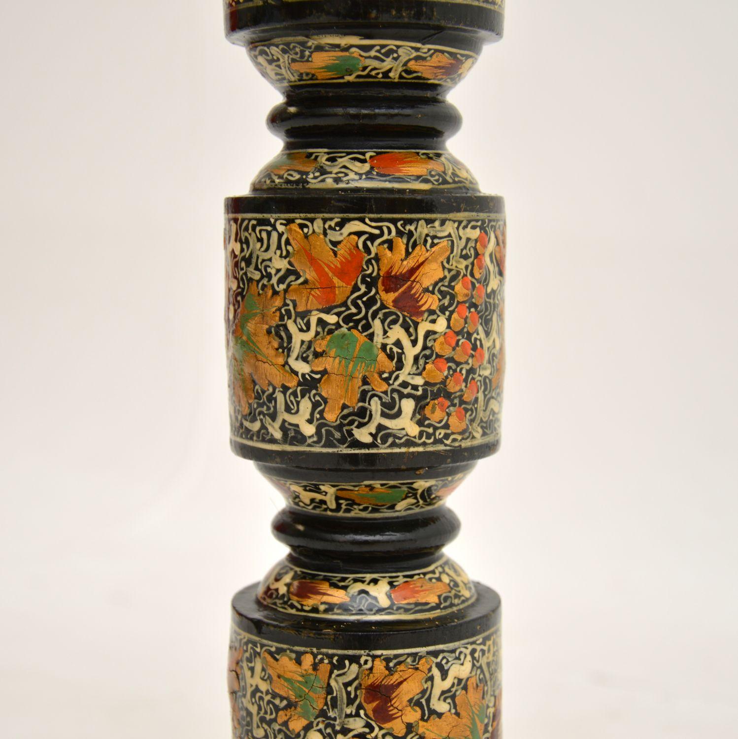 Early 20th Century Antique Lacquered Chinoiserie Table Lamp For Sale