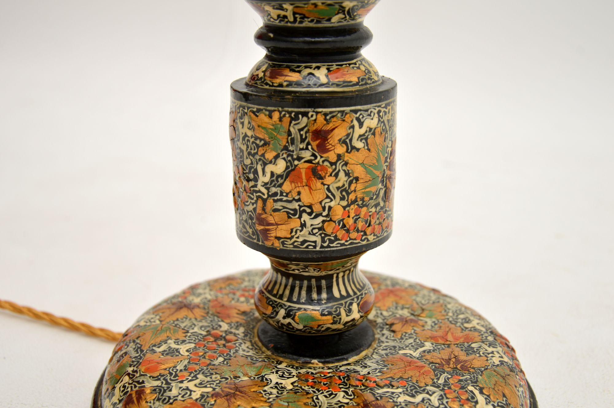 Antique Lacquered Chinoiserie Table Lamp For Sale 1
