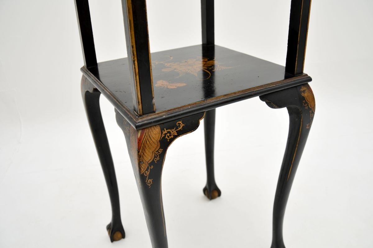 Antique Lacquered Chinoiserie Two Tier Side Table 4