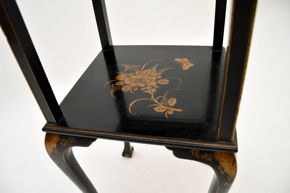 Antique Lacquered Chinoiserie Two Tier Side Table 5