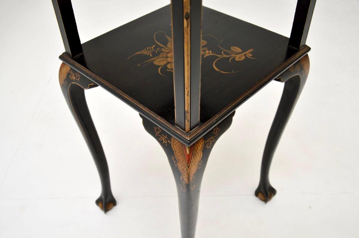 Antique Lacquered Chinoiserie Two Tier Side Table 6