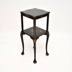 Antique Lacquered Chinoiserie Two Tier Side Table