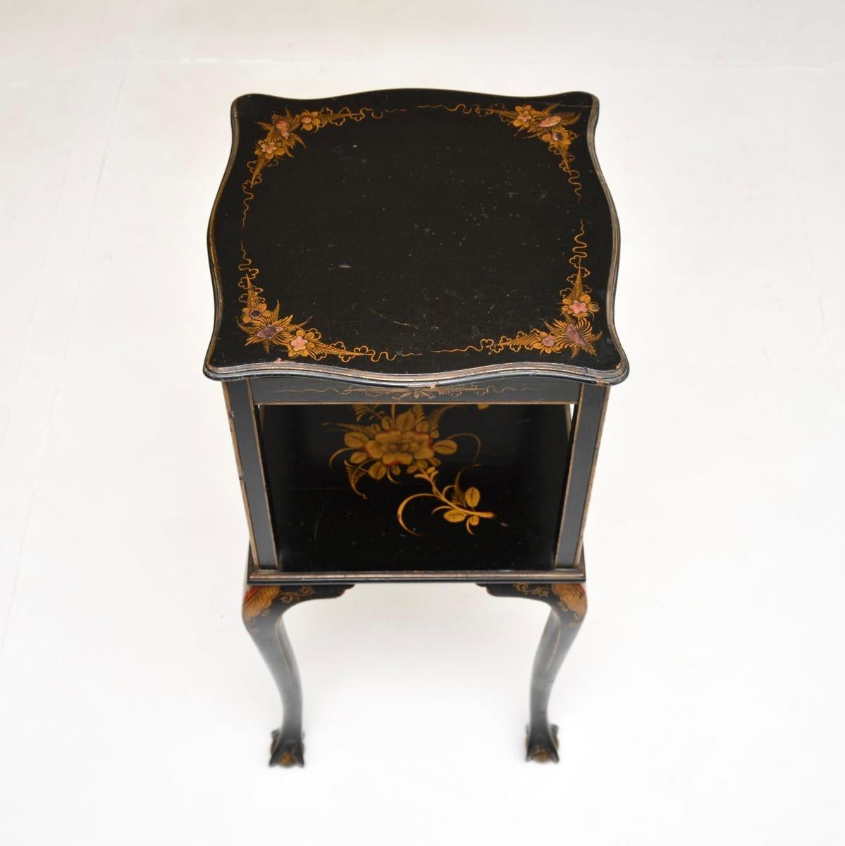 Antique Lacquered Chinoiserie Two Tier Side Table In Good Condition In London, GB