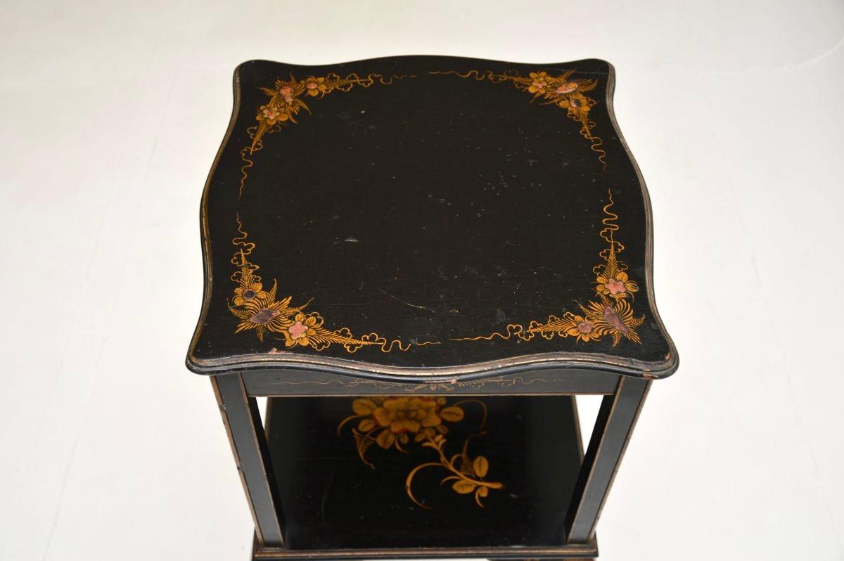 Early 20th Century Antique Lacquered Chinoiserie Two Tier Side Table