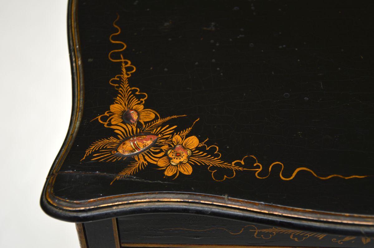 Antique Lacquered Chinoiserie Two Tier Side Table 1