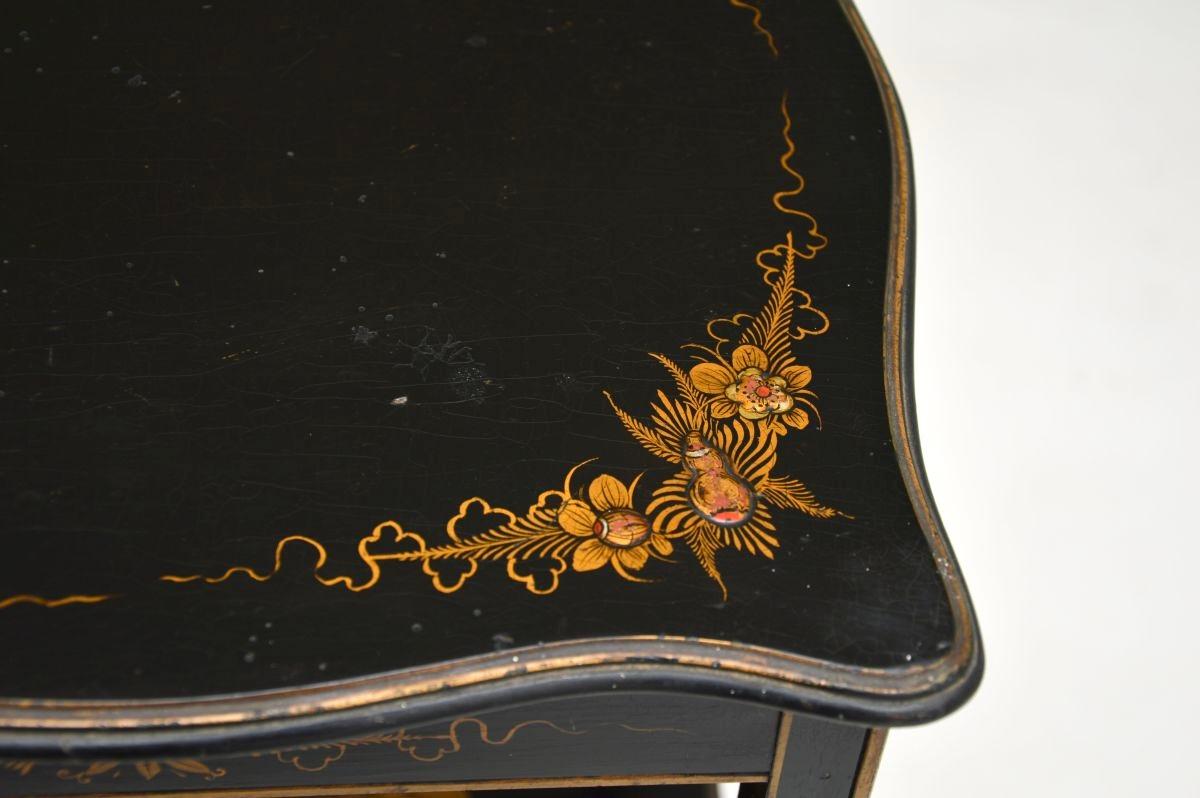 Antique Lacquered Chinoiserie Two Tier Side Table 2