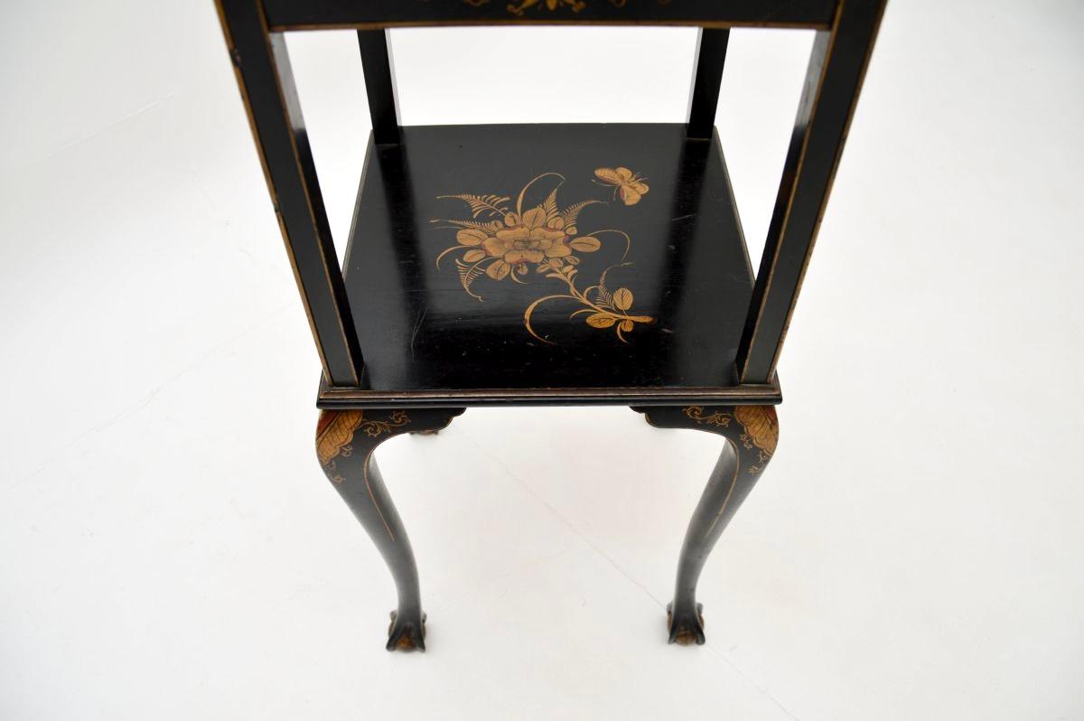 Antique Lacquered Chinoiserie Two Tier Side Table 3