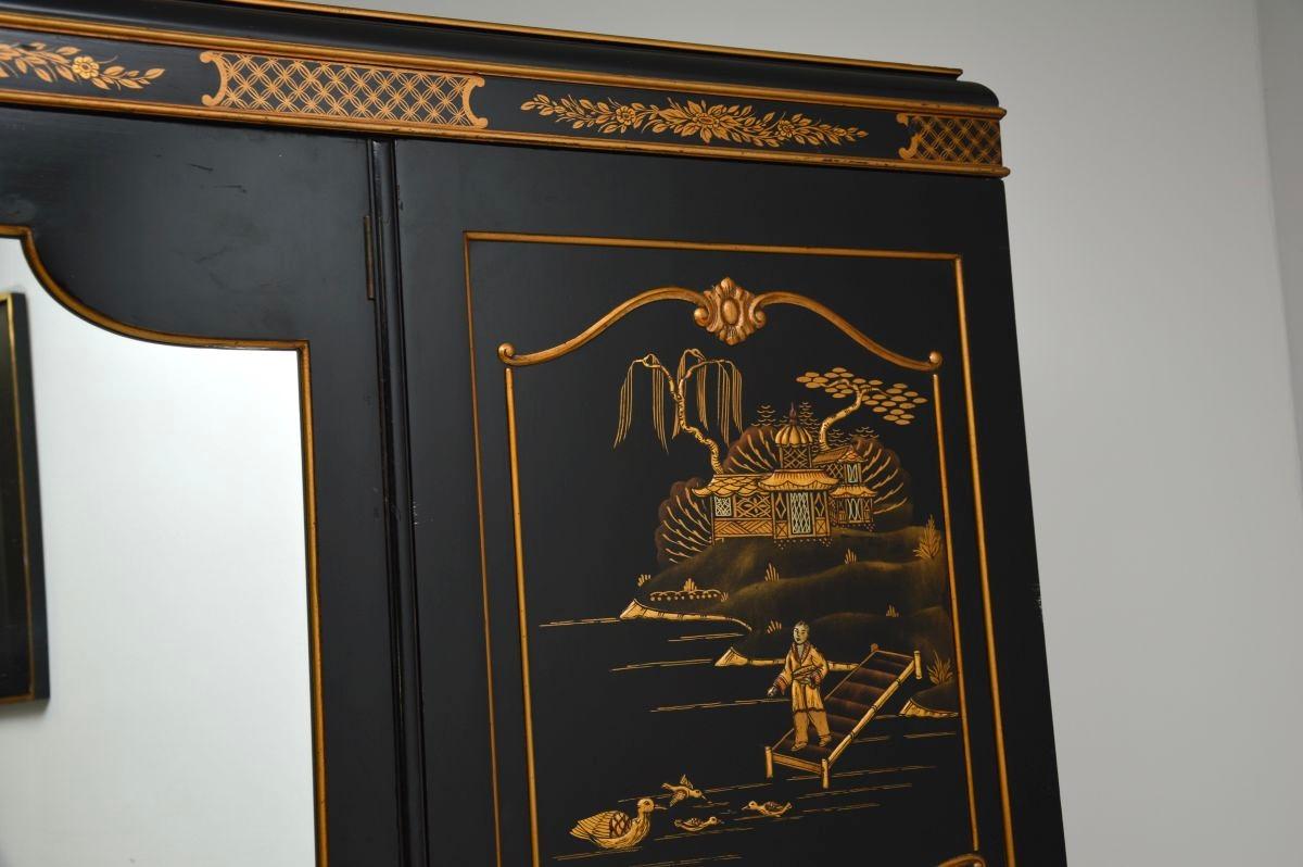 Antique Lacquered Chinoiserie Wardrobe For Sale 4