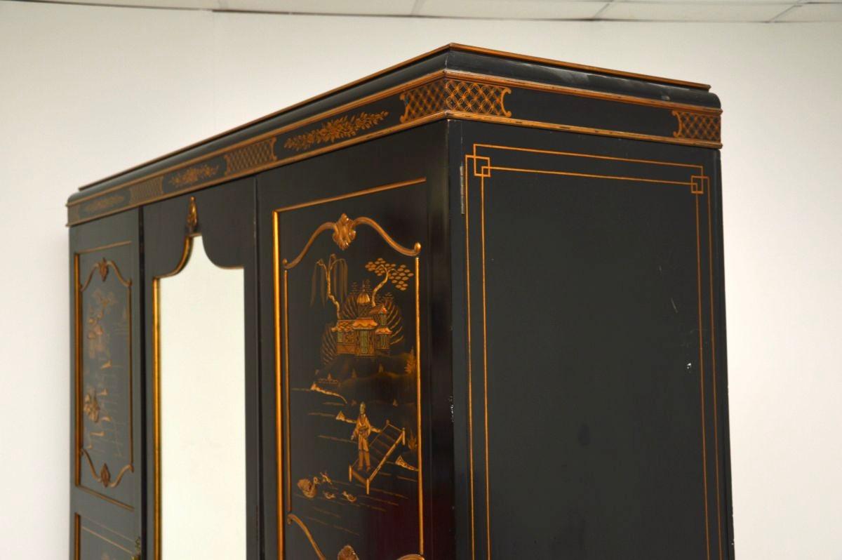 Antique Lacquered Chinoiserie Wardrobe For Sale 5