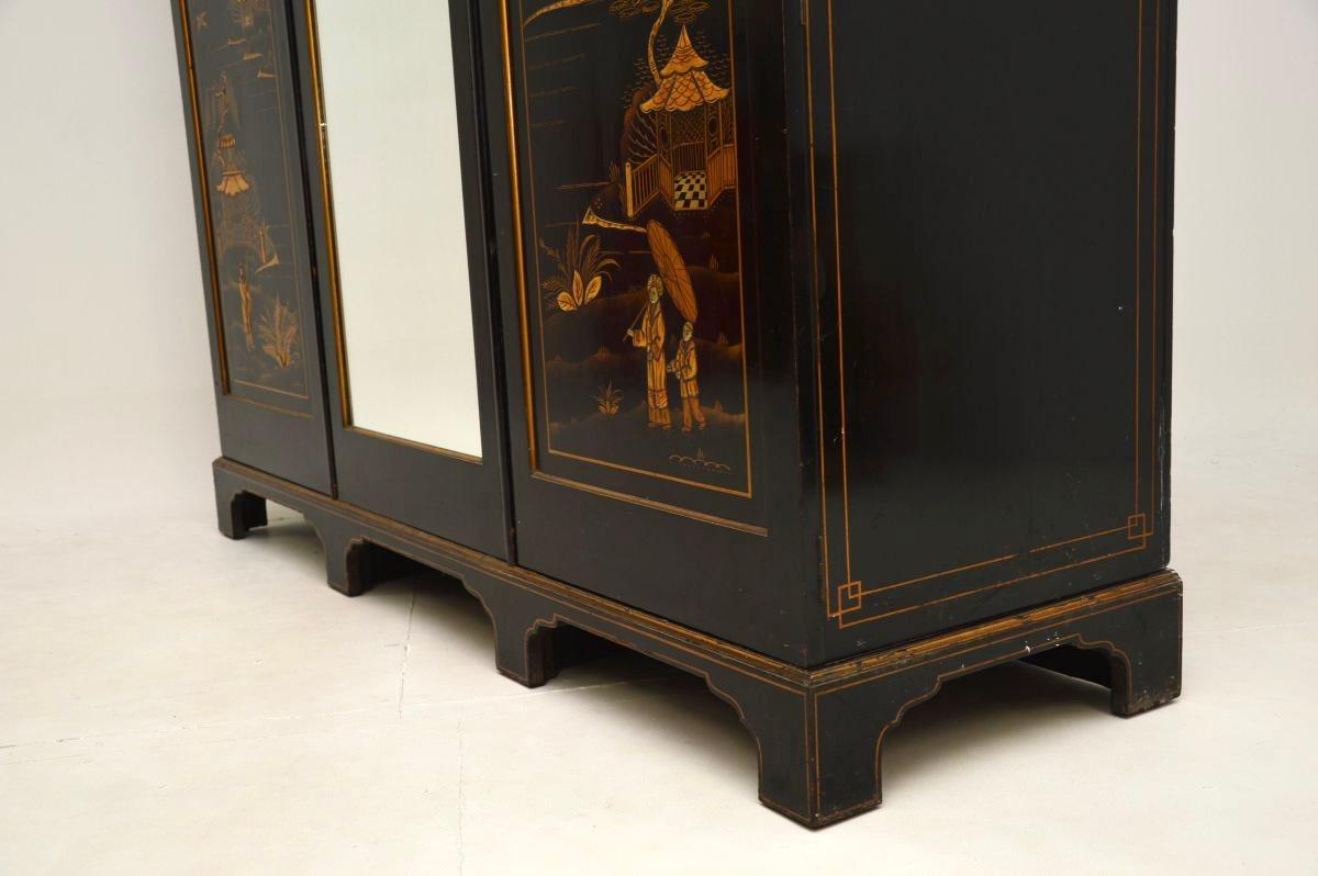 Antique Lacquered Chinoiserie Wardrobe For Sale 6