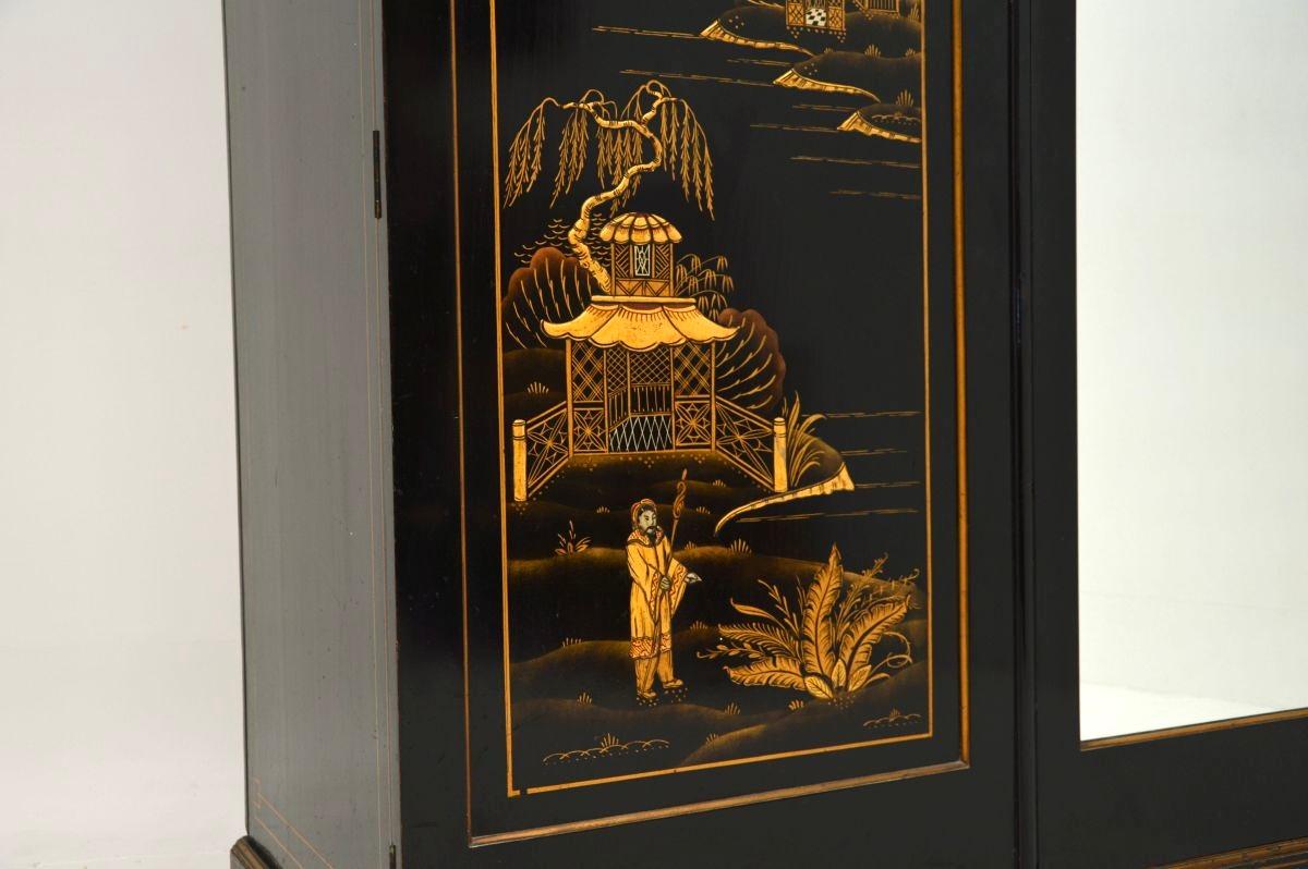 Antique Lacquered Chinoiserie Wardrobe For Sale 7