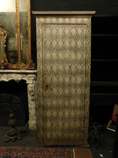 Antique Lacquered Door / Cabinet Upholstery with Frame, 19th Century, Italy
