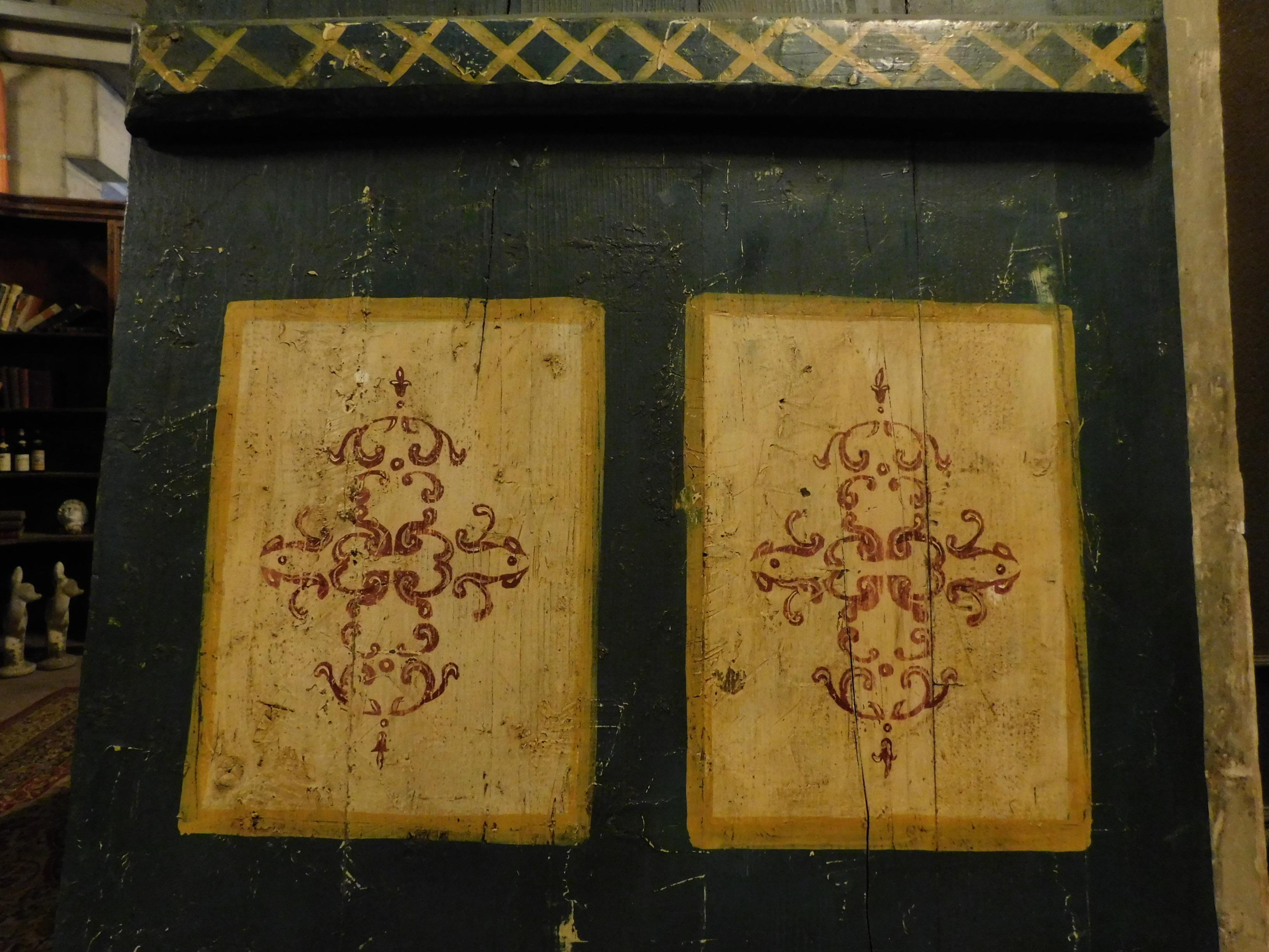 Puerta Antigua Lacada, Temas Rústicos Colores Brillantes, Finales Siglo XIX Italia Madera en venta