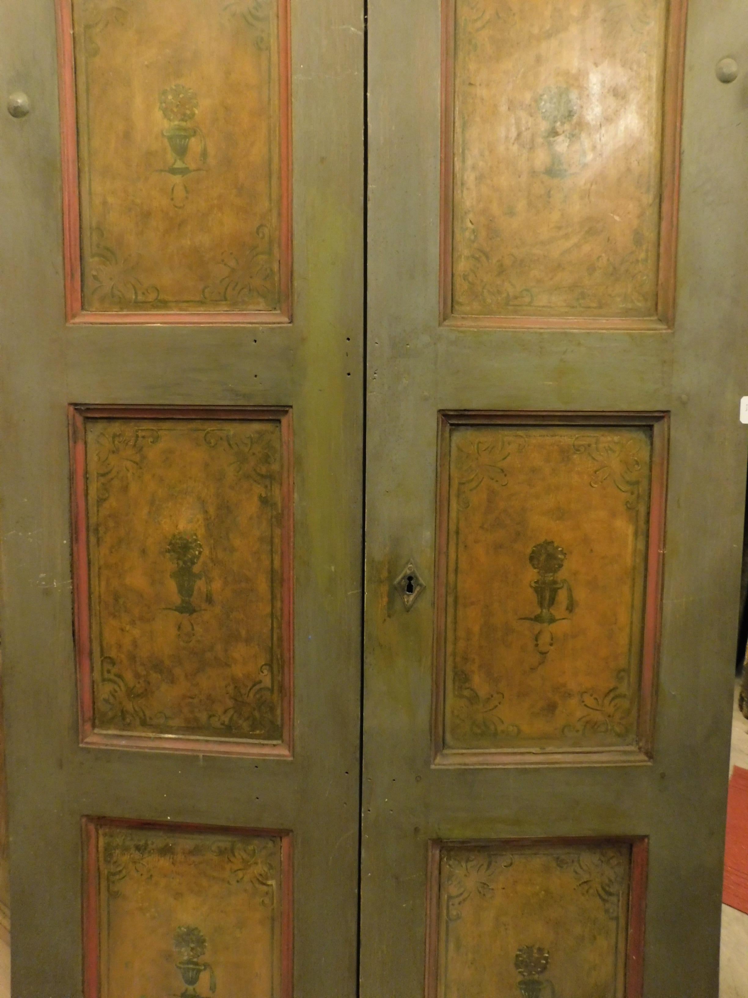 Italian Antique Lacquered Double Door, 19th Century, Italy