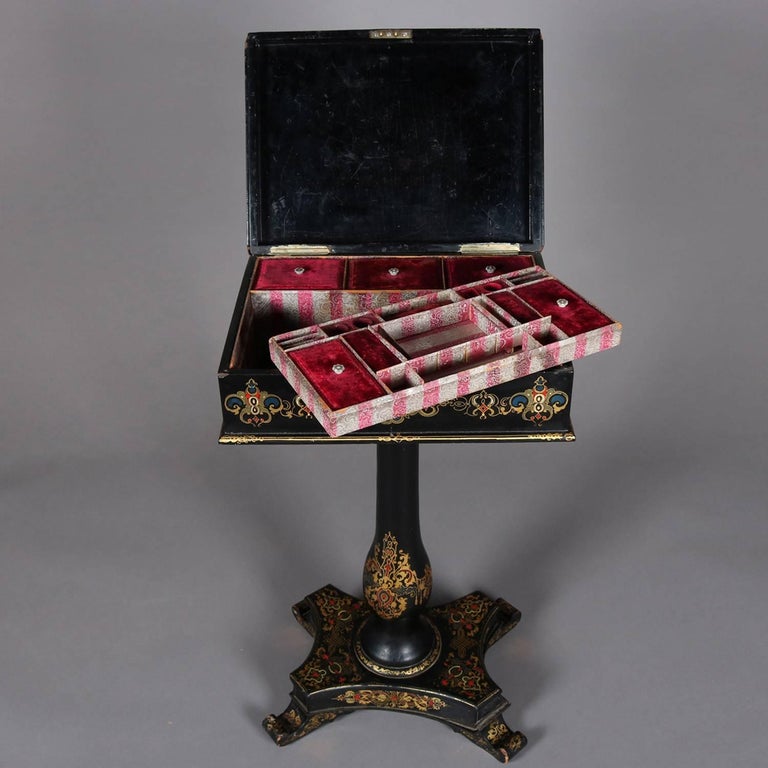 Antique Lacquered Hand-Painted and Mother-of-Pearl Inlaid Paper Mache ...