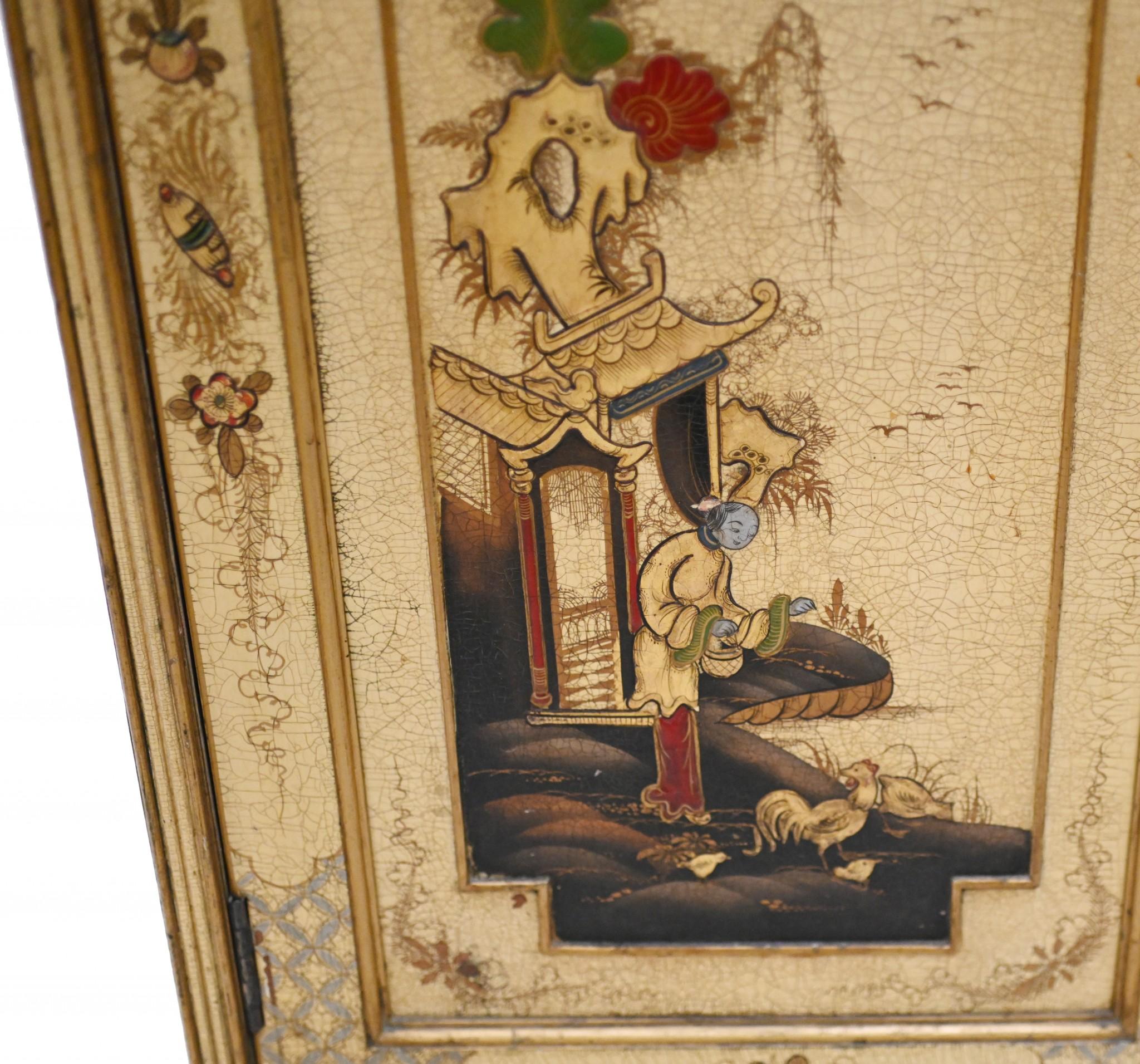 Antique Lacquered Side Cabinet Chinoiserie 1920 In Good Condition For Sale In Potters Bar, GB