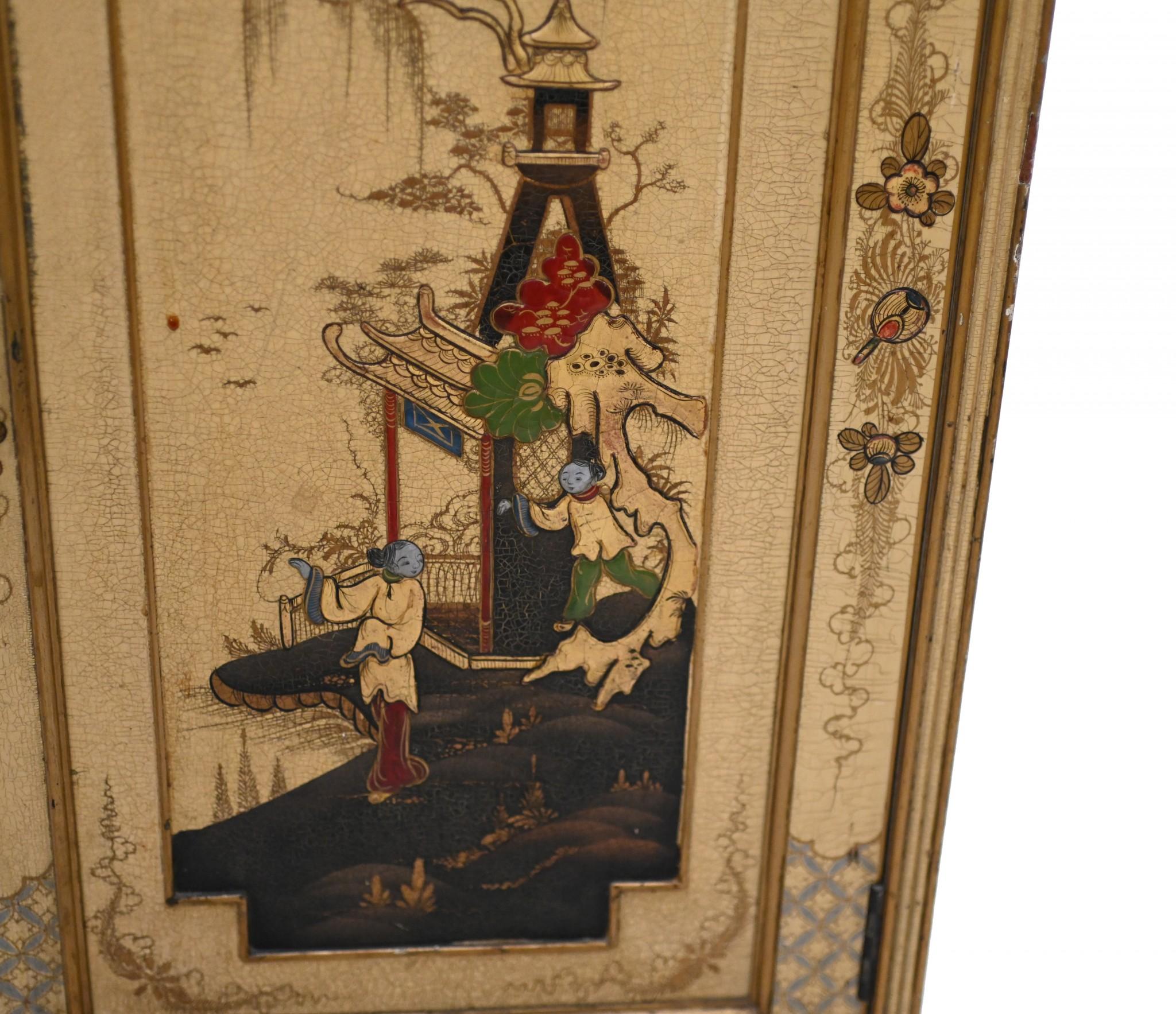 Antique Lacquered Side Cabinet Chinoiserie 1920 For Sale 1