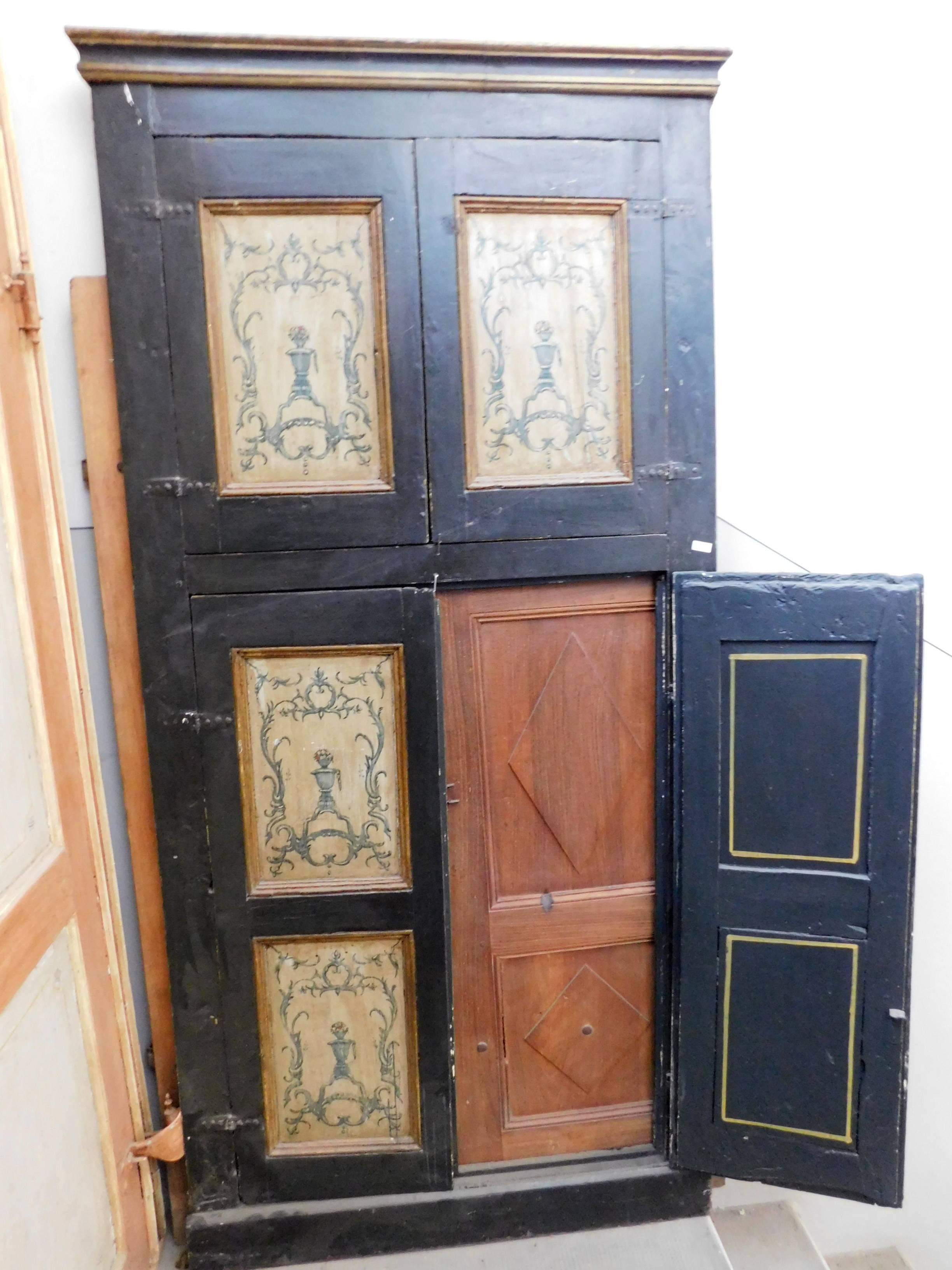 Antique lacquered wall cabinet.