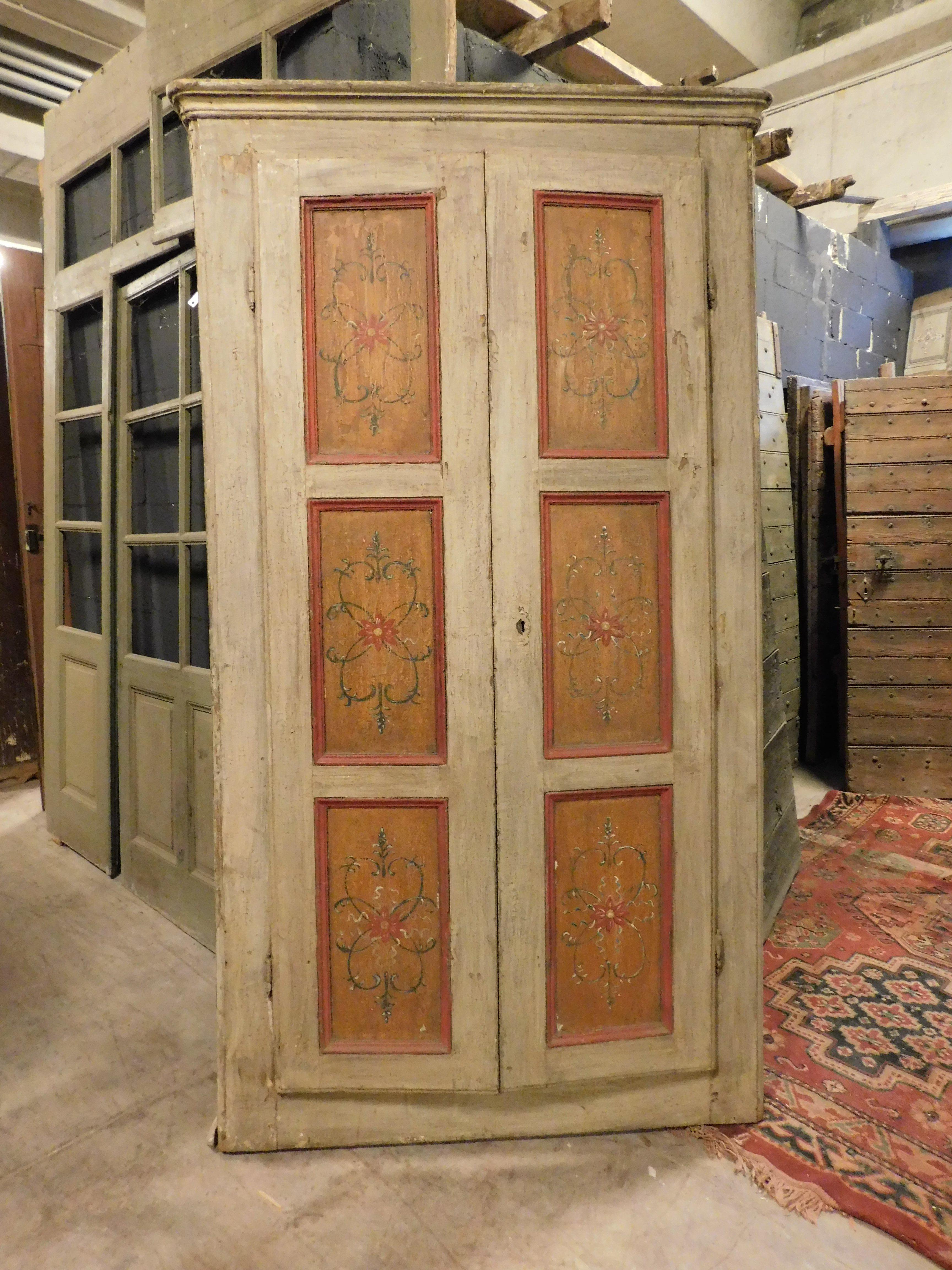 Italian Old Door lacquered wall placard with frame, from Italy For Sale