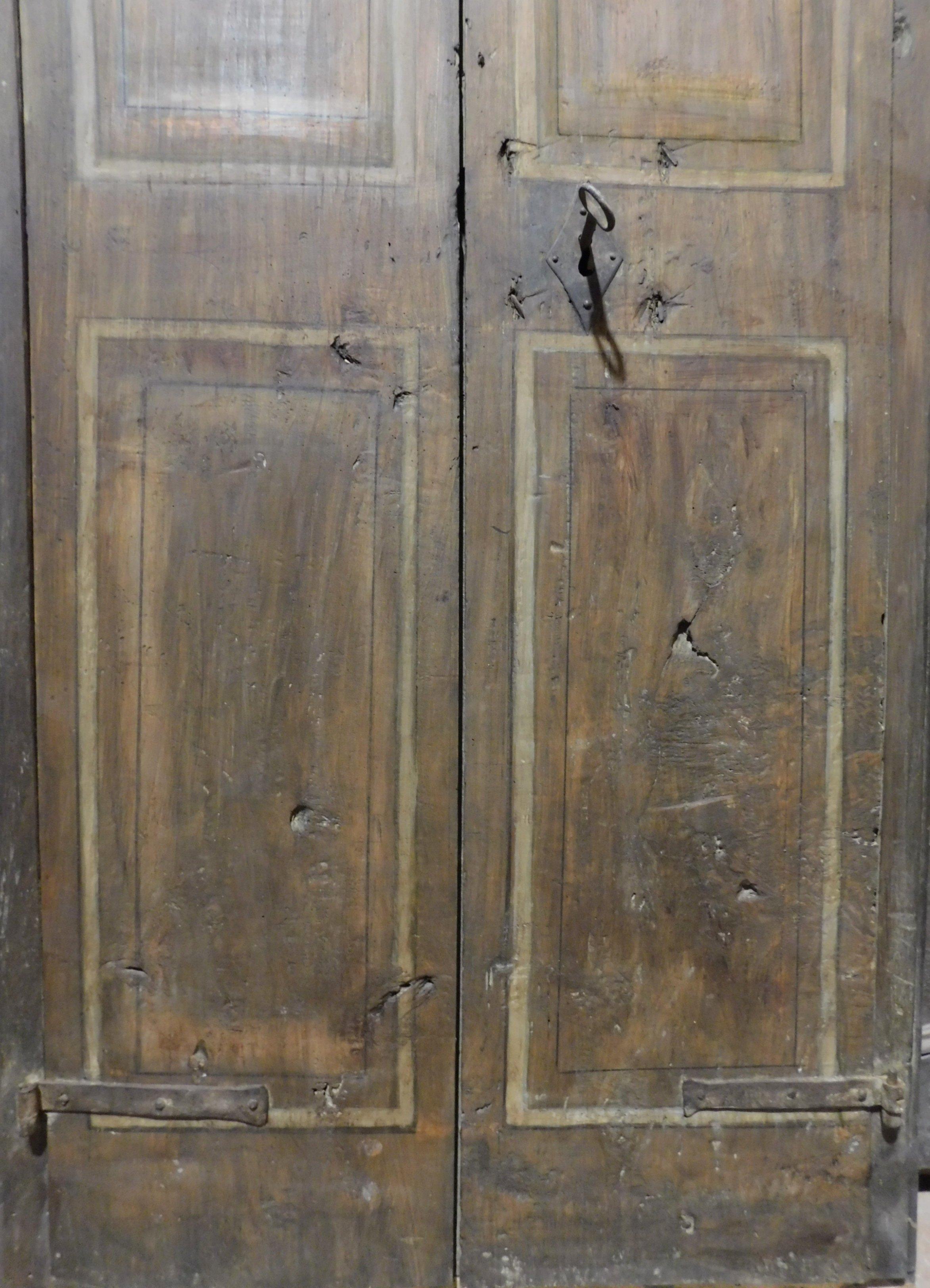 Hand-Painted Antique Lacquered Wooden Wall Cabinet Door, 18th Century Italy For Sale