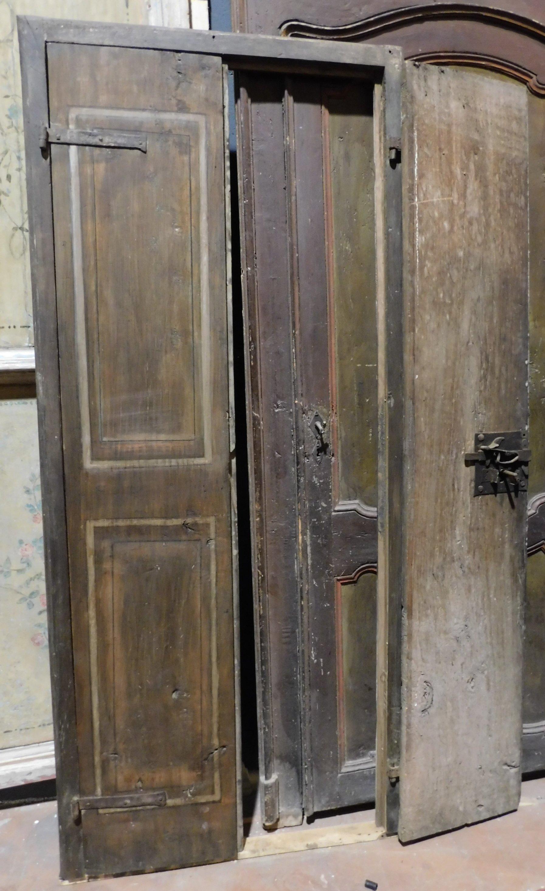 Antique Lacquered Wooden Wall Cabinet Door, 18th Century Italy In Good Condition For Sale In Cuneo, Italy (CN)