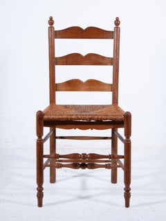 Antique Ladder Back Rush Seat Chairs set of Six