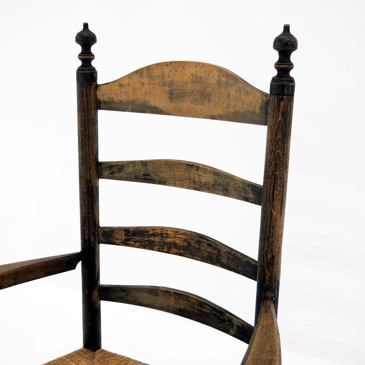 Dutch Antique Ladder Back Side Chair, The Netherlands For Sale