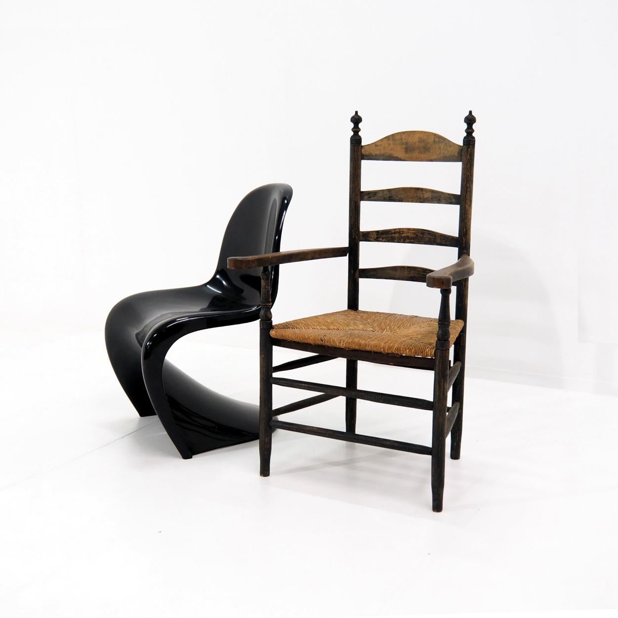 20ième siècle Chaise d'appoint ancienne à dossier en échelle, The Netherlands en vente