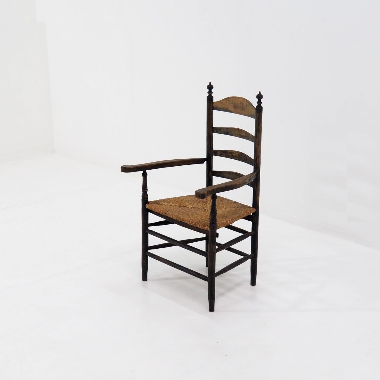 Antique Ladder Back Side Chair, The Netherlands For Sale 1