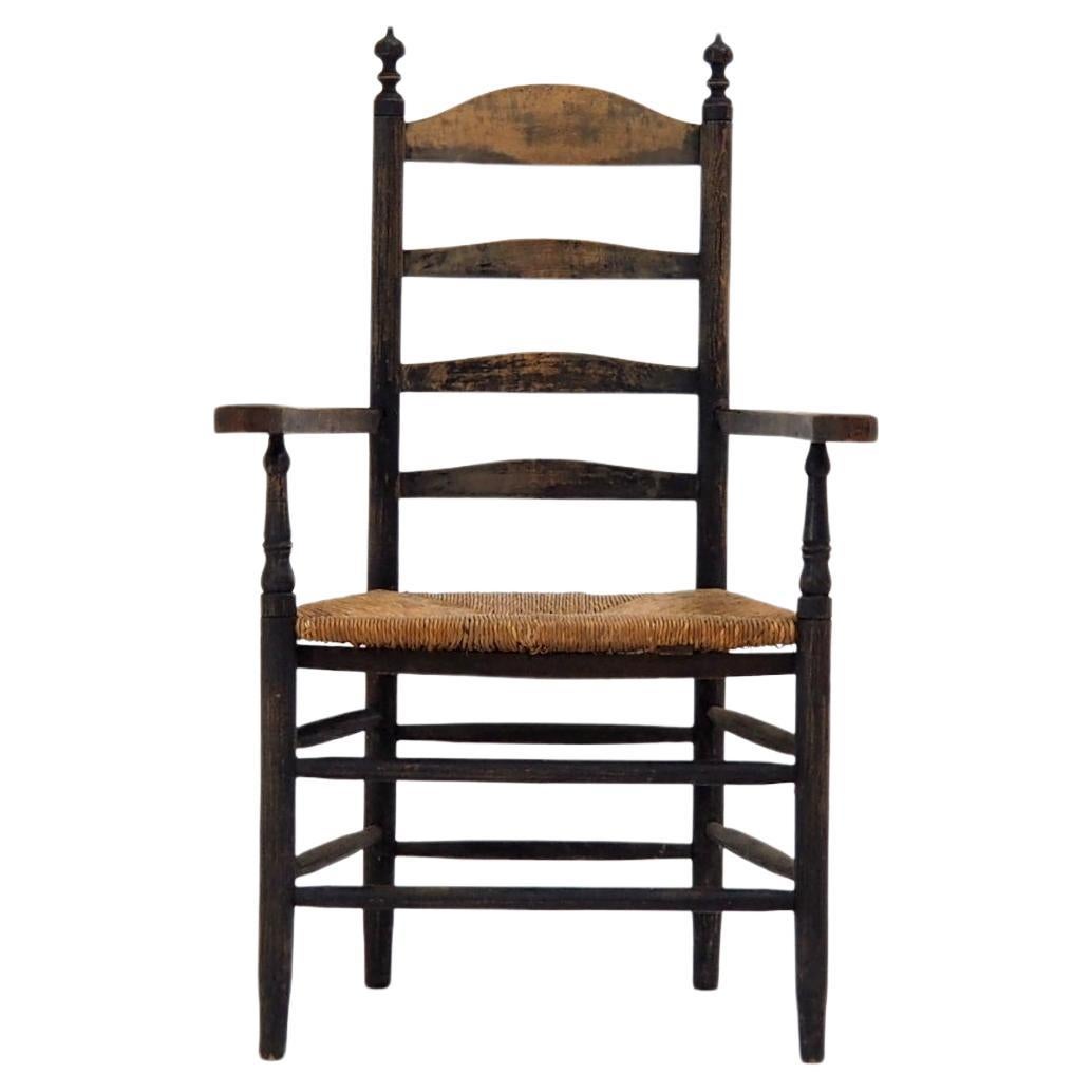 Antique Ladder Back Side Chair, The Netherlands For Sale
