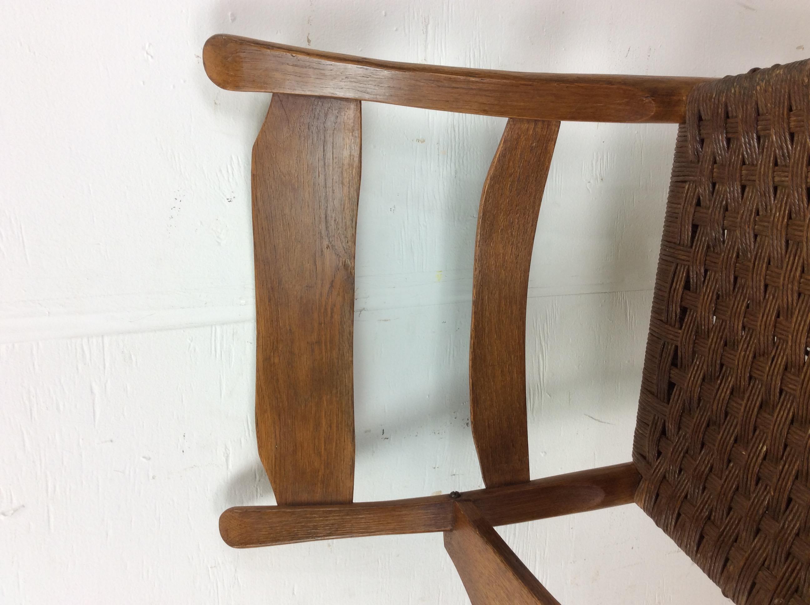 Chaise d'écriture ancienne à dossier en échelle avec siège en jonc en vente 4