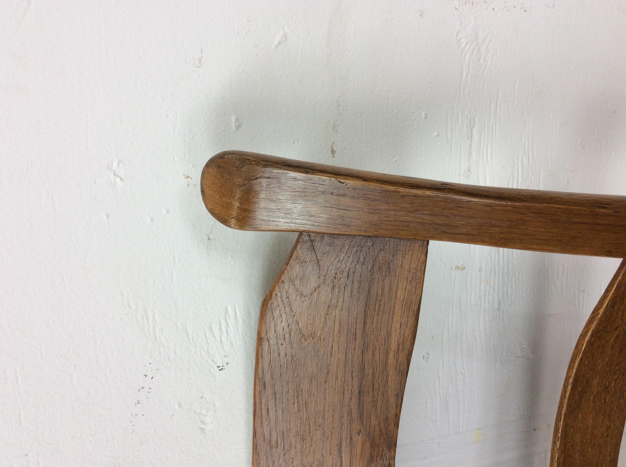 Chaise d'écriture ancienne à dossier en échelle avec siège en jonc en vente 5