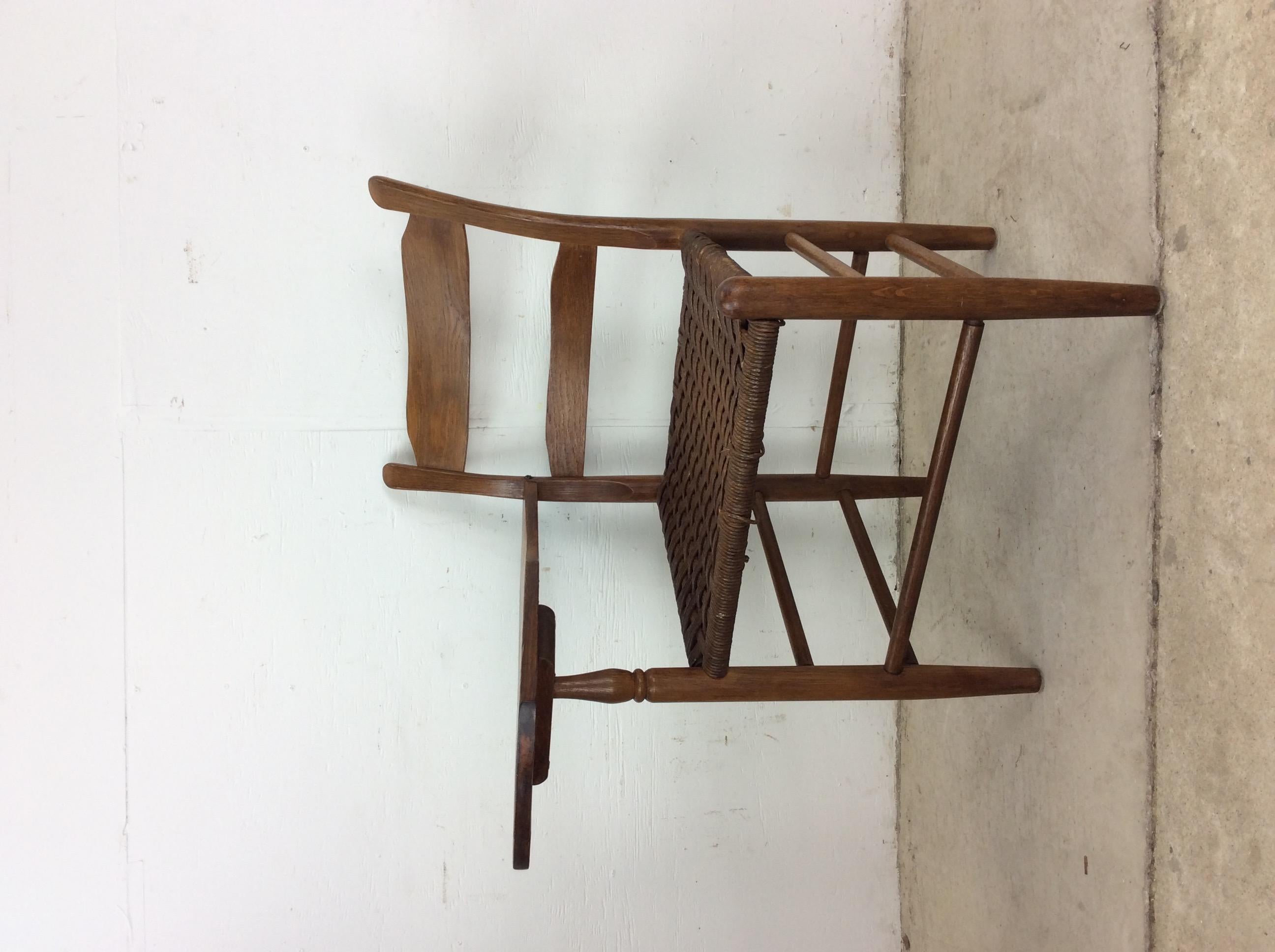 Chaise d'écriture ancienne à dossier en échelle avec siège en jonc en vente 7