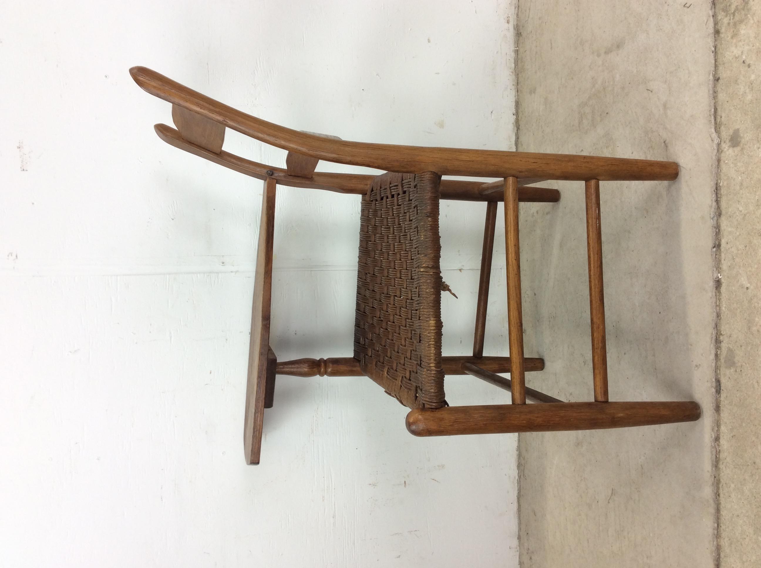 Chaise d'écriture ancienne à dossier en échelle avec siège en jonc en vente 8