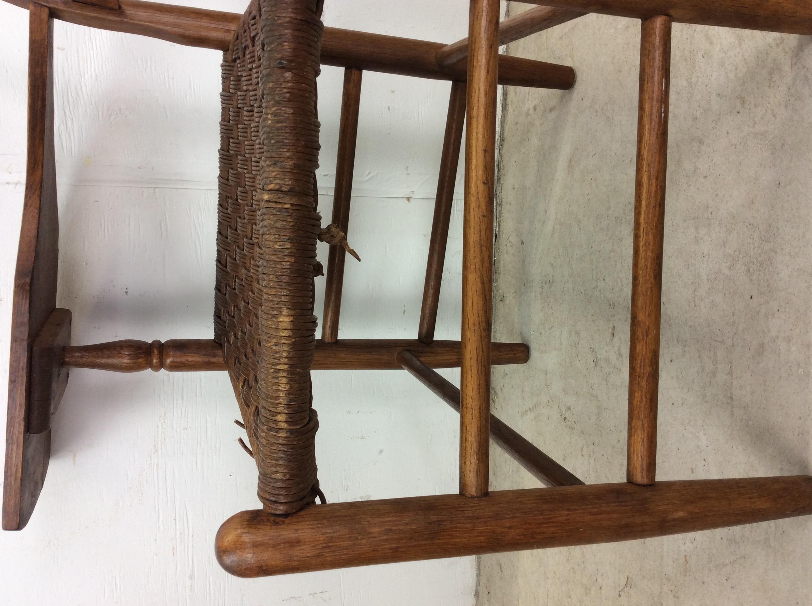 Chaise d'écriture ancienne à dossier en échelle avec siège en jonc en vente 9
